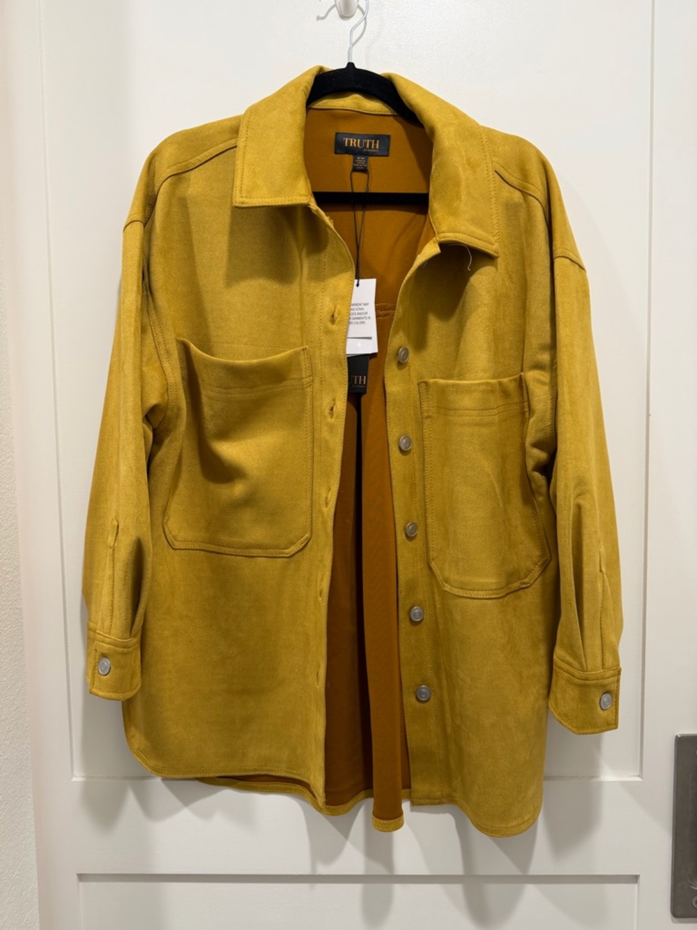 Truth Suede Button Up Jacket M Mustard Yellow NWT